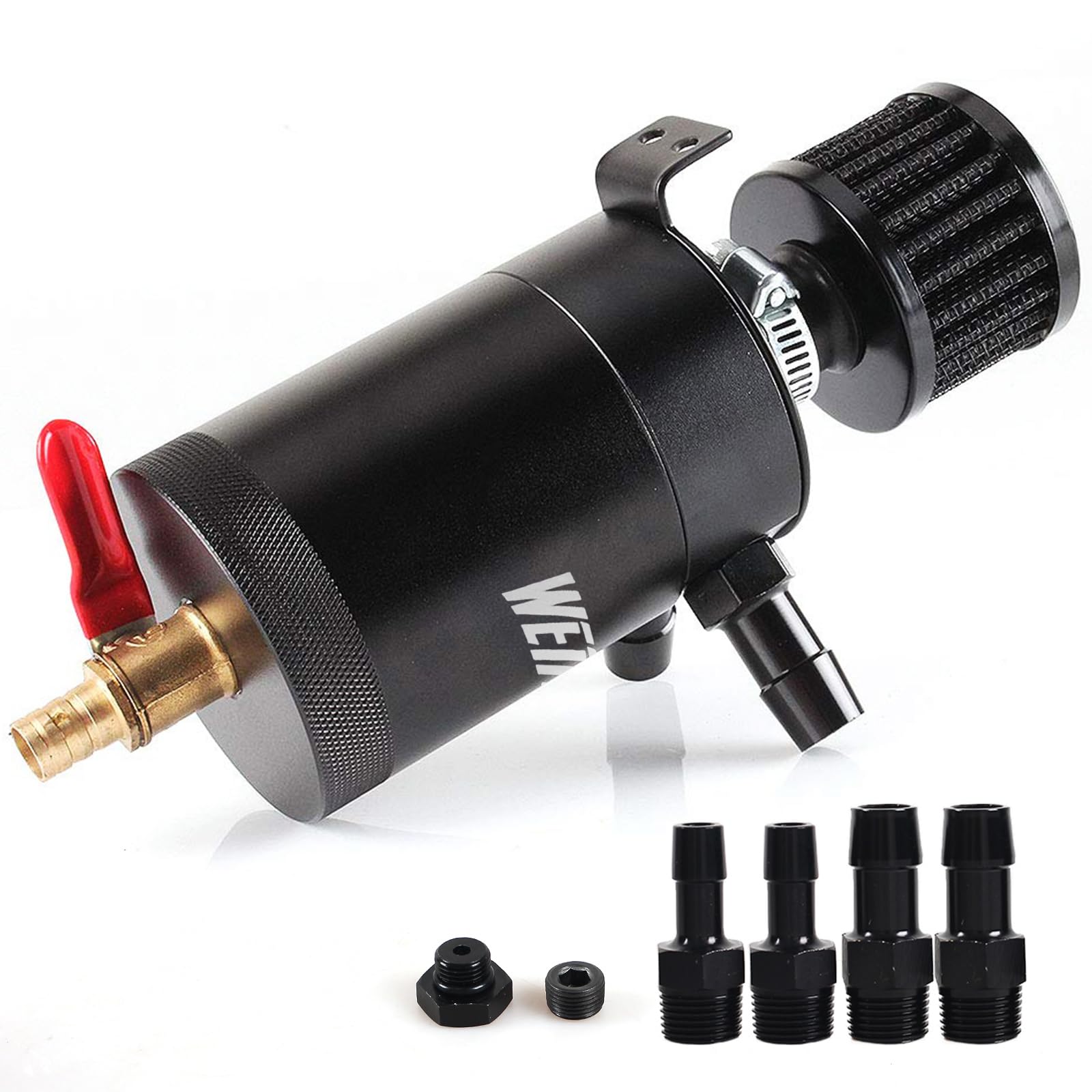 WENJTP Universal Aluminum Baffled Oil Reservoir Tank Oil Separator